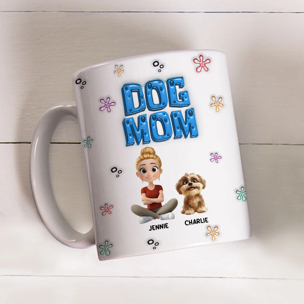 Sponge Dog Mom - Personalized Custom 3D Inflated Effect Mug - Image 3