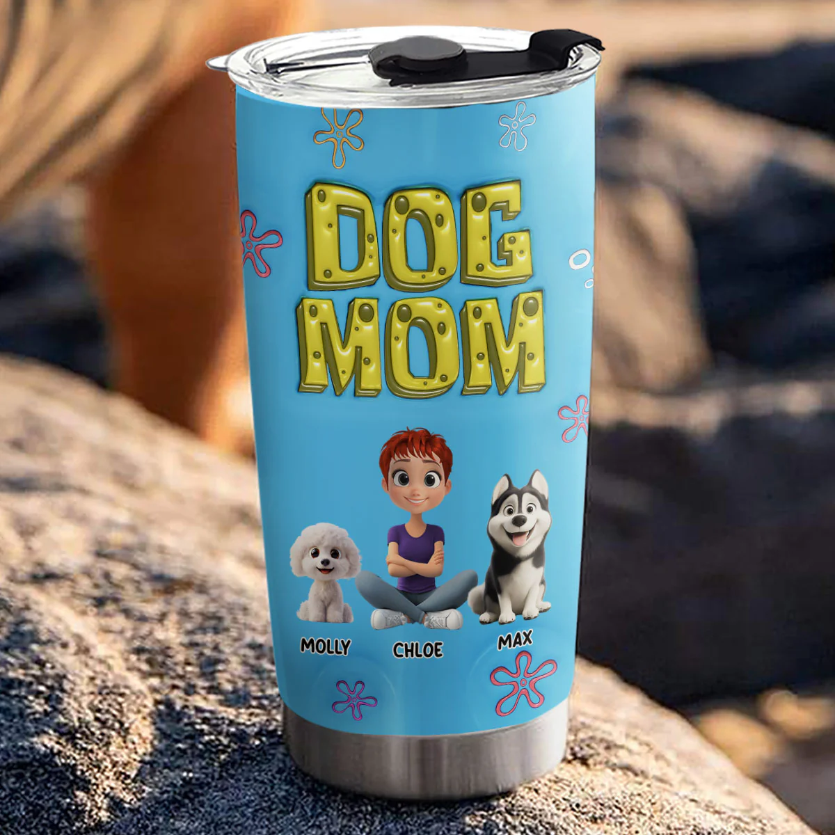 Sponge Dog Mom - Personalized Custom 3D Inflated Effect Tumbler - Image 3