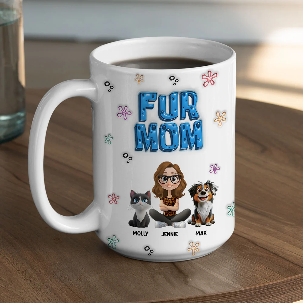 Sponge Fur Mom - Personalized Custom 3D Inflated Effect Mug - Image 9
