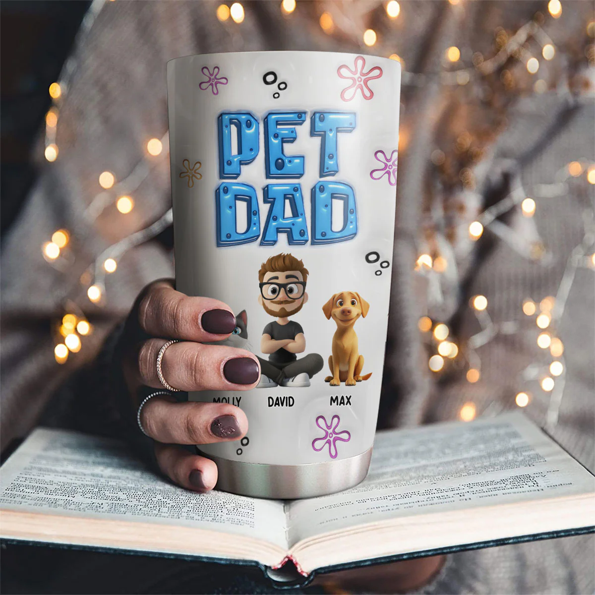 Sponge Pet Dad - Personalized Custom 3D Inflated Effect Tumbler - Image 2