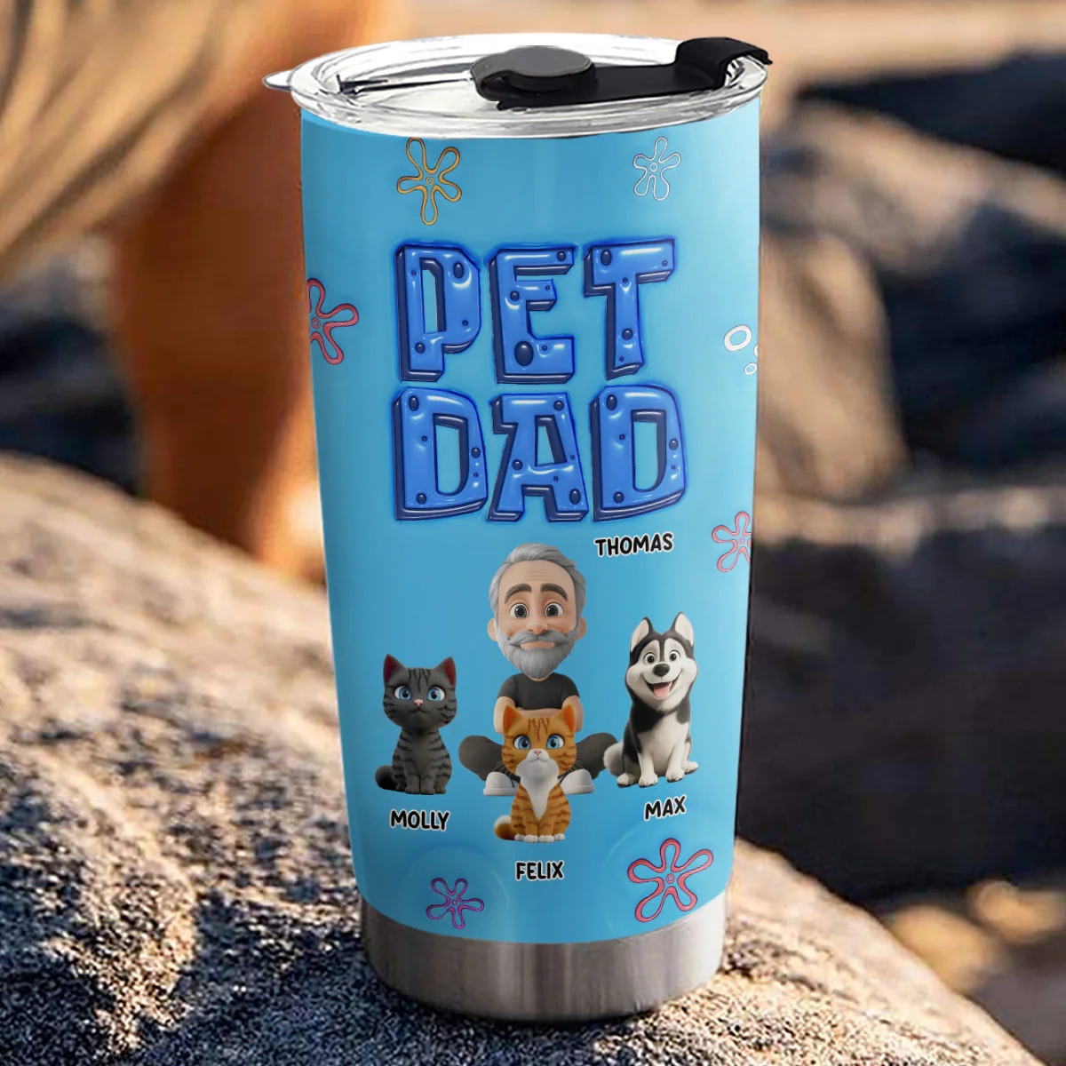 Sponge Pet Dad - Personalized Custom 3D Inflated Effect Tumbler - Image 3