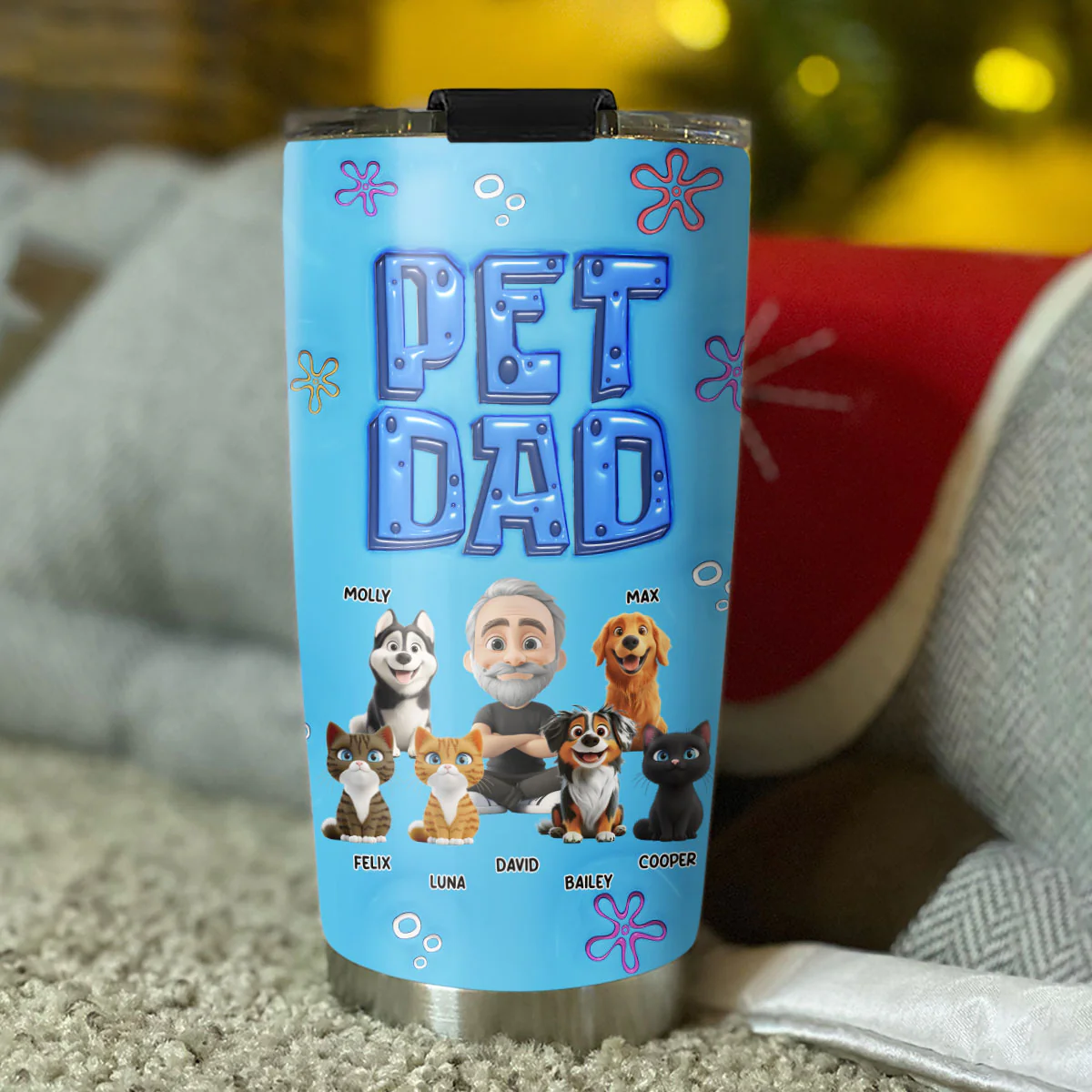 Sponge Pet Dad - Personalized Custom 3D Inflated Effect Tumbler - Image 4