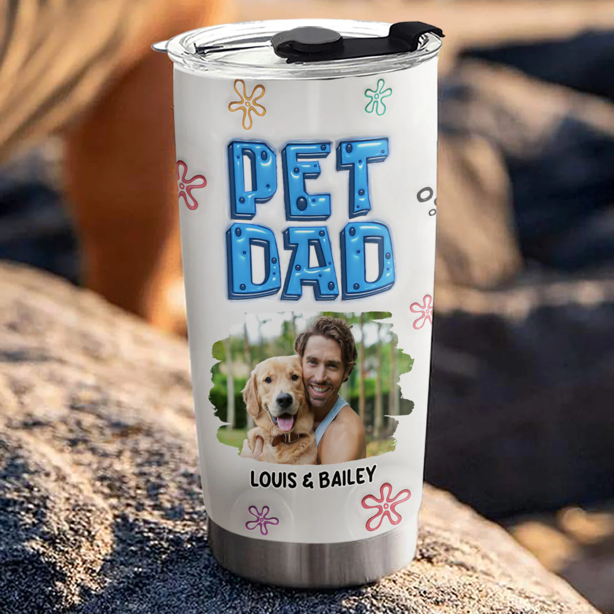 Sponge Pet Dad Photo - Personalized Custom 3D Inflated Effect Tumbler - Image 2