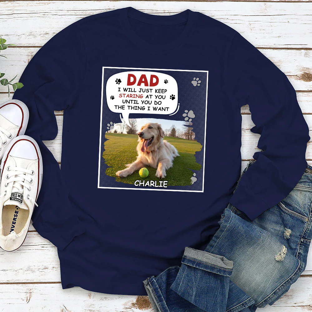 Staring At You Cartoon Photo - Personalized Custom Long Sleeve T-shirt - Image 2