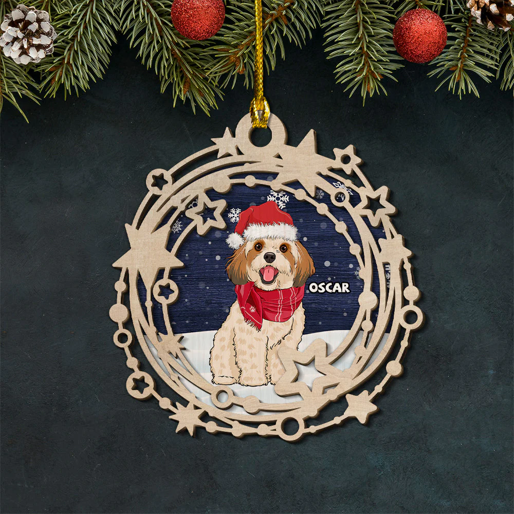 Starry Circle - Personalized Custom 2-layered Wood Ornament - Image 3
