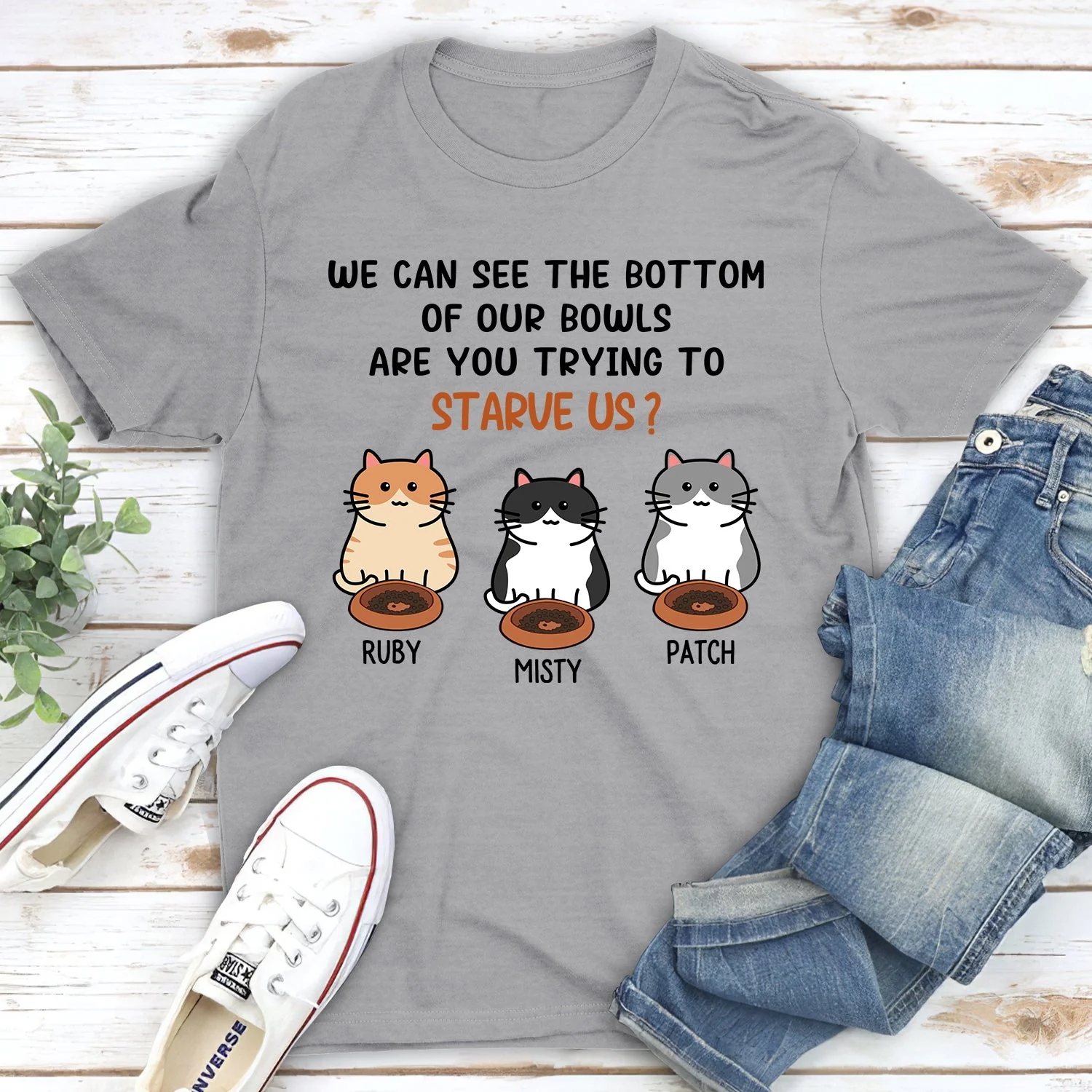 Starving Cat - Personalized Custom Unisex T-shirt - Image 5