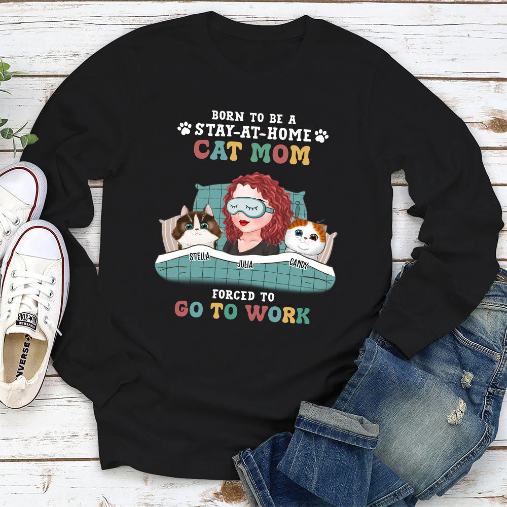 Stay-at-home Cat Mom - Personalized Custom Long Sleeve T-shirt - Image 2