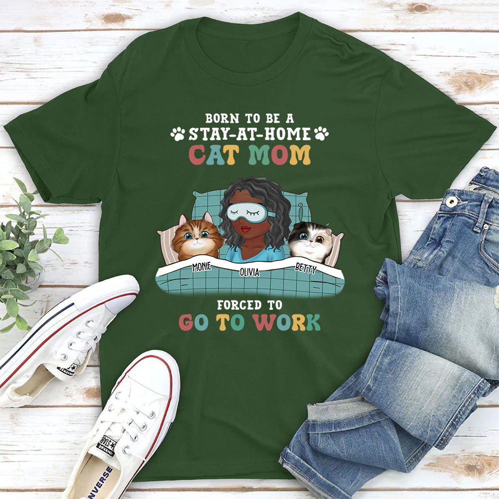 Stay-at-home Cat Mom - Personalized Custom Premium T-shirt - Image 5