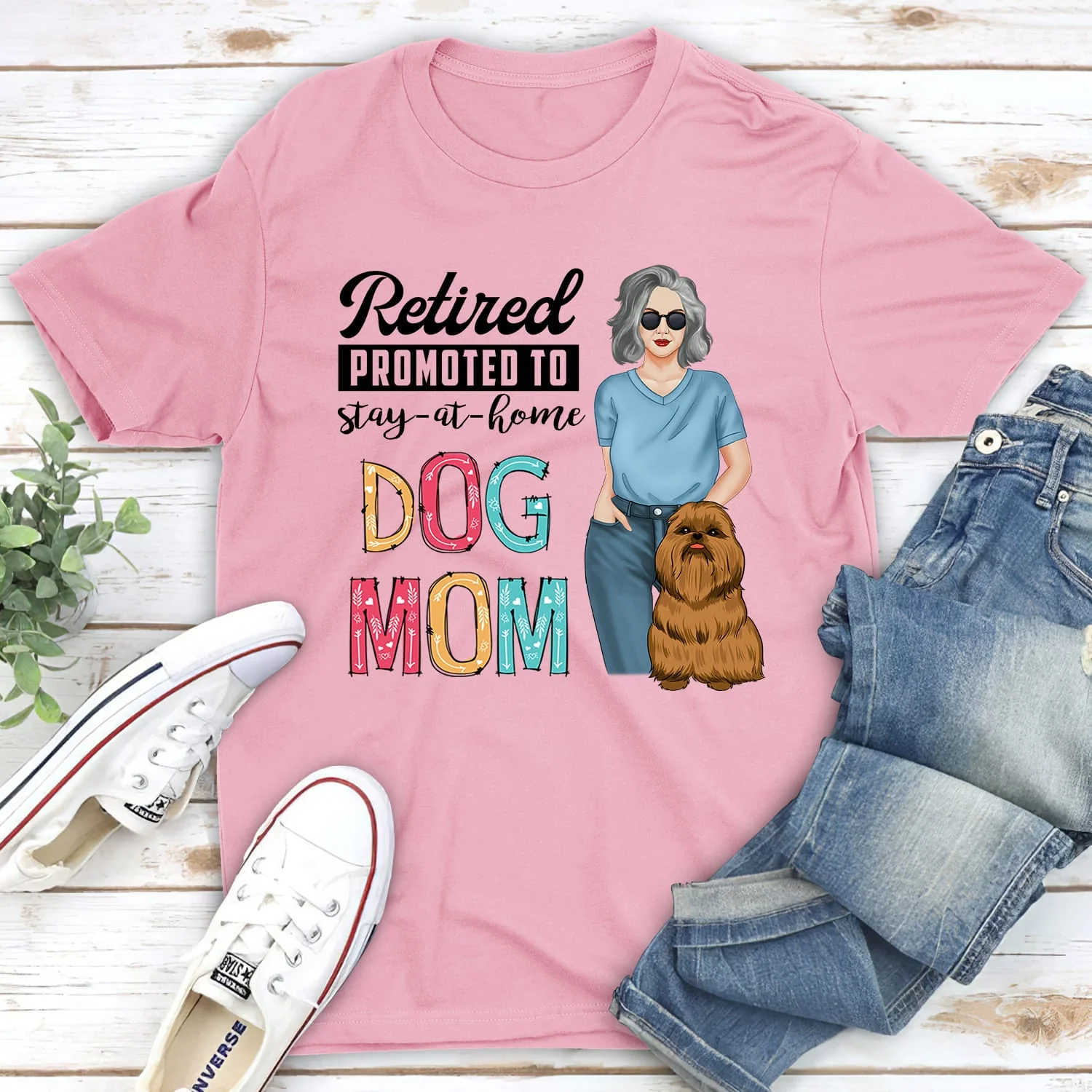 Stay-At-Home Dog Mom - Personalized Custom Unisex T-shirt - Image 2