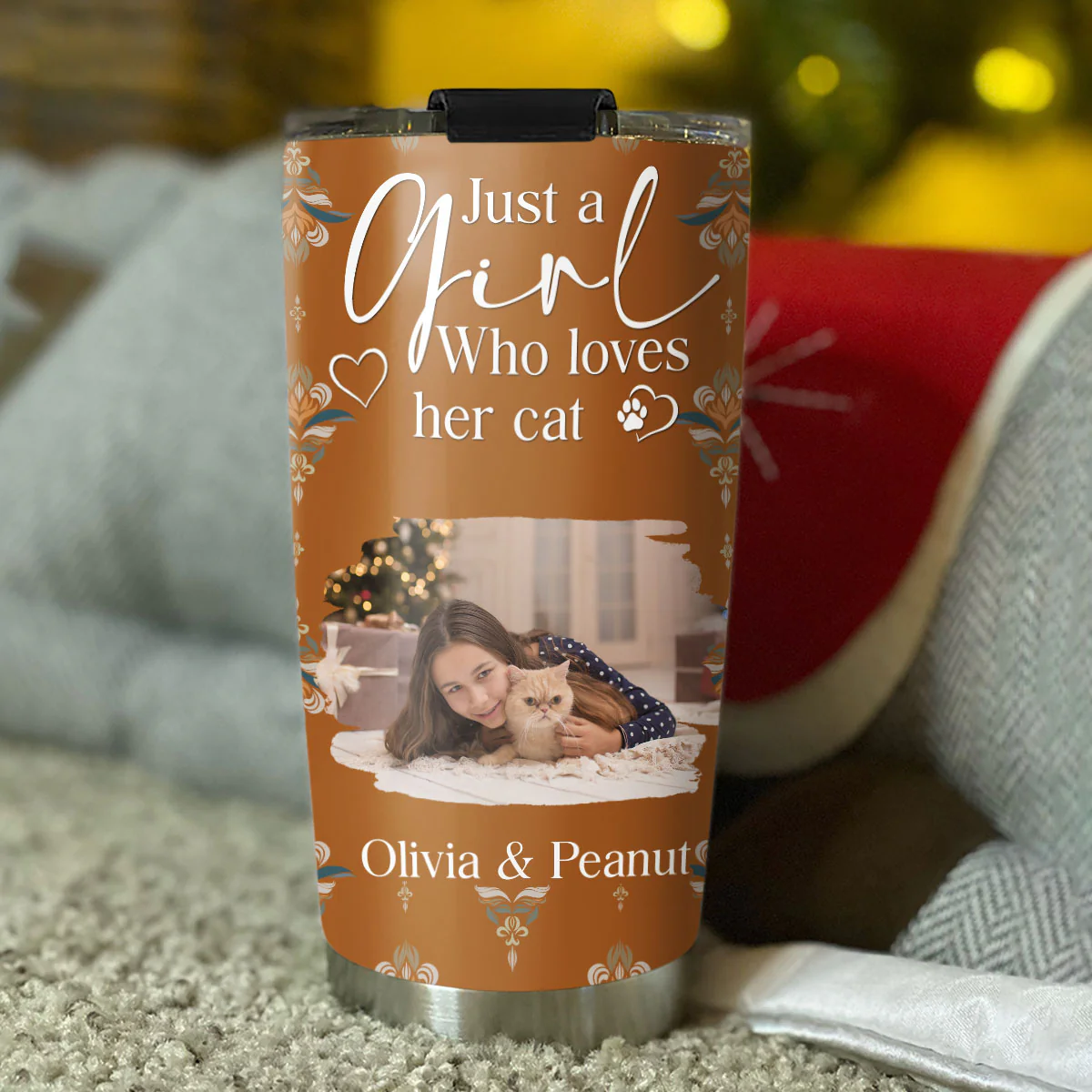 Stay Here With Cats Photo - Personalized Custom Tumbler - Image 3