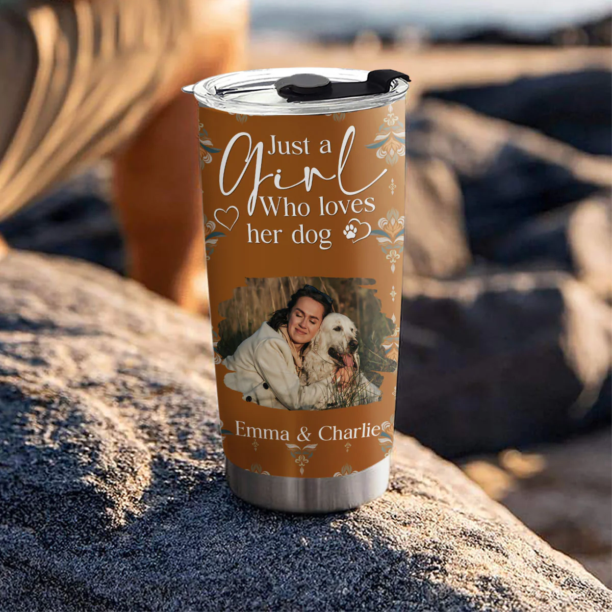 Stay Here With Dogs Photo - Personalized Custom Tumbler - Image 5