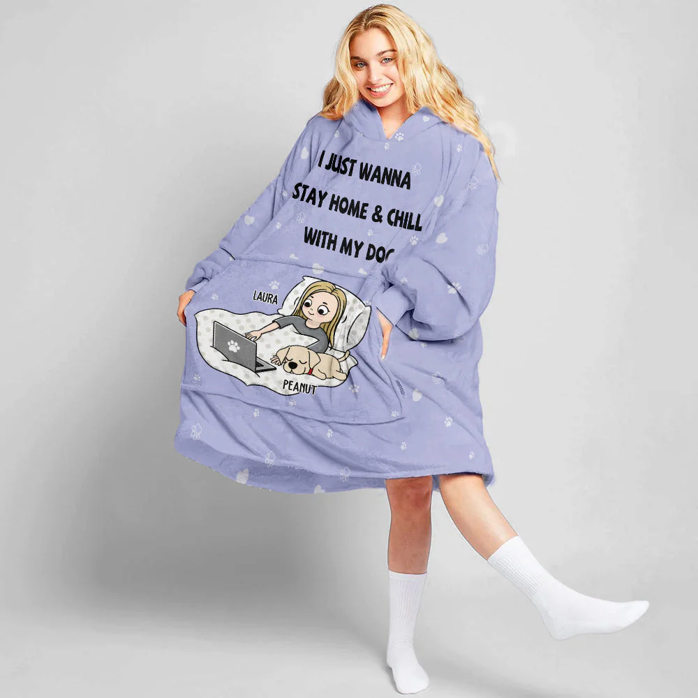 Stay Home And Chill - Personalized Custom Blanket Hoodie - Image 3