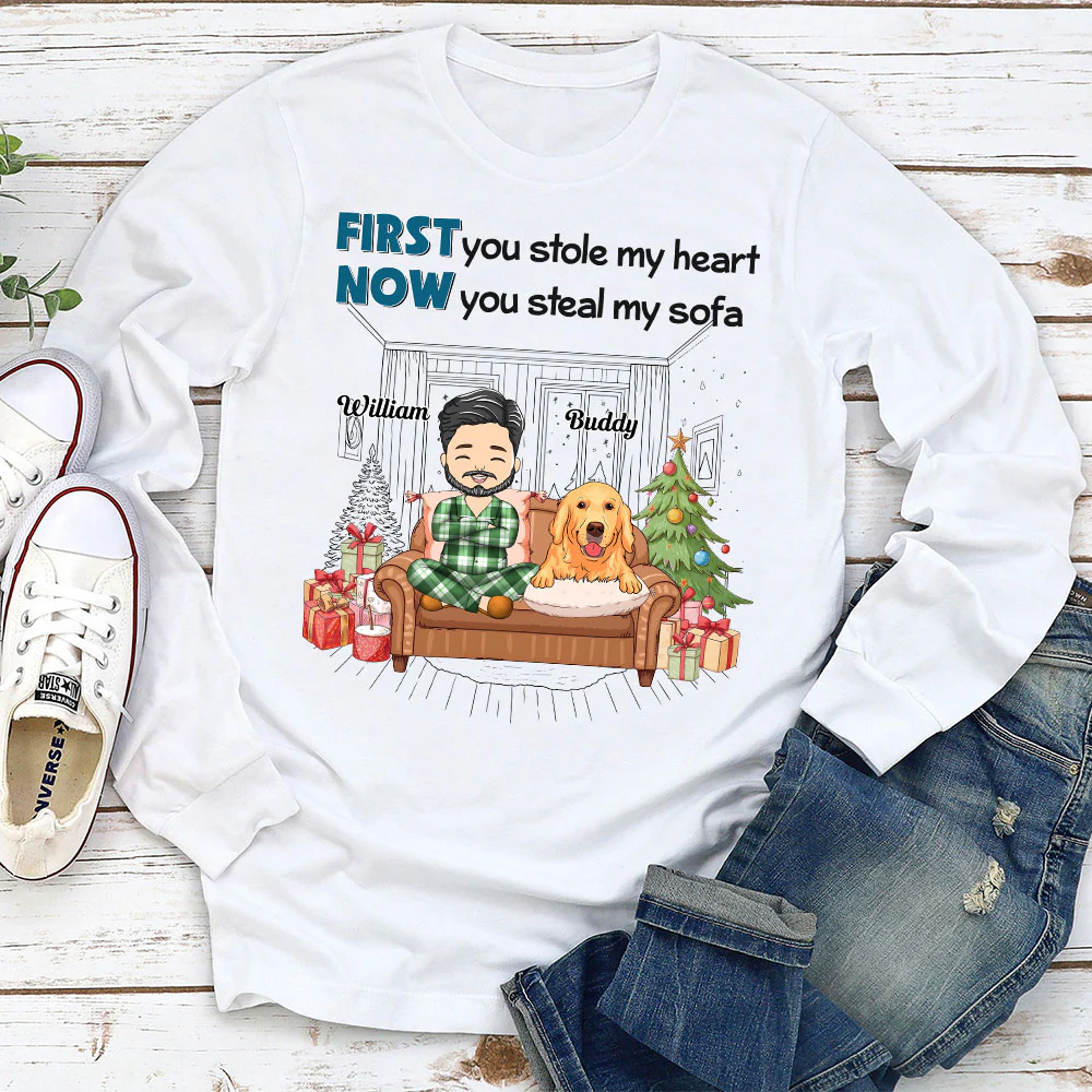 Stealing My Sofa - Personalized Custom Long Sleeve T-shirt - Image 2