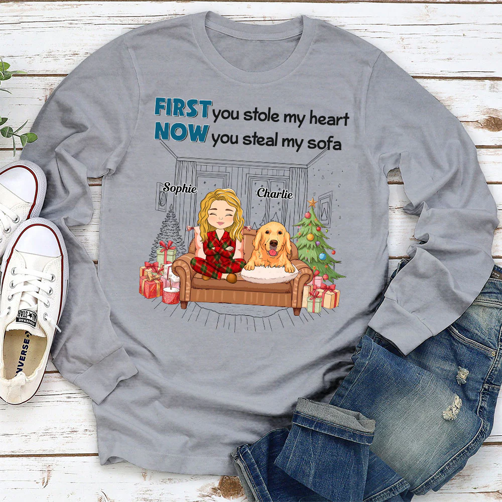 Stealing My Sofa - Personalized Custom Long Sleeve T-shirt - Image 3