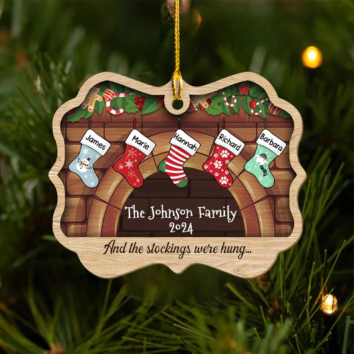 Stockings Were Hung - Personalized Custom 1-layered Wood Ornament - Image 3