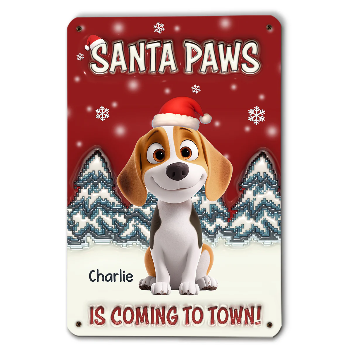 Stop Here With Us Santa - Personalized Custom 3D Inflated Effect Metal Sign