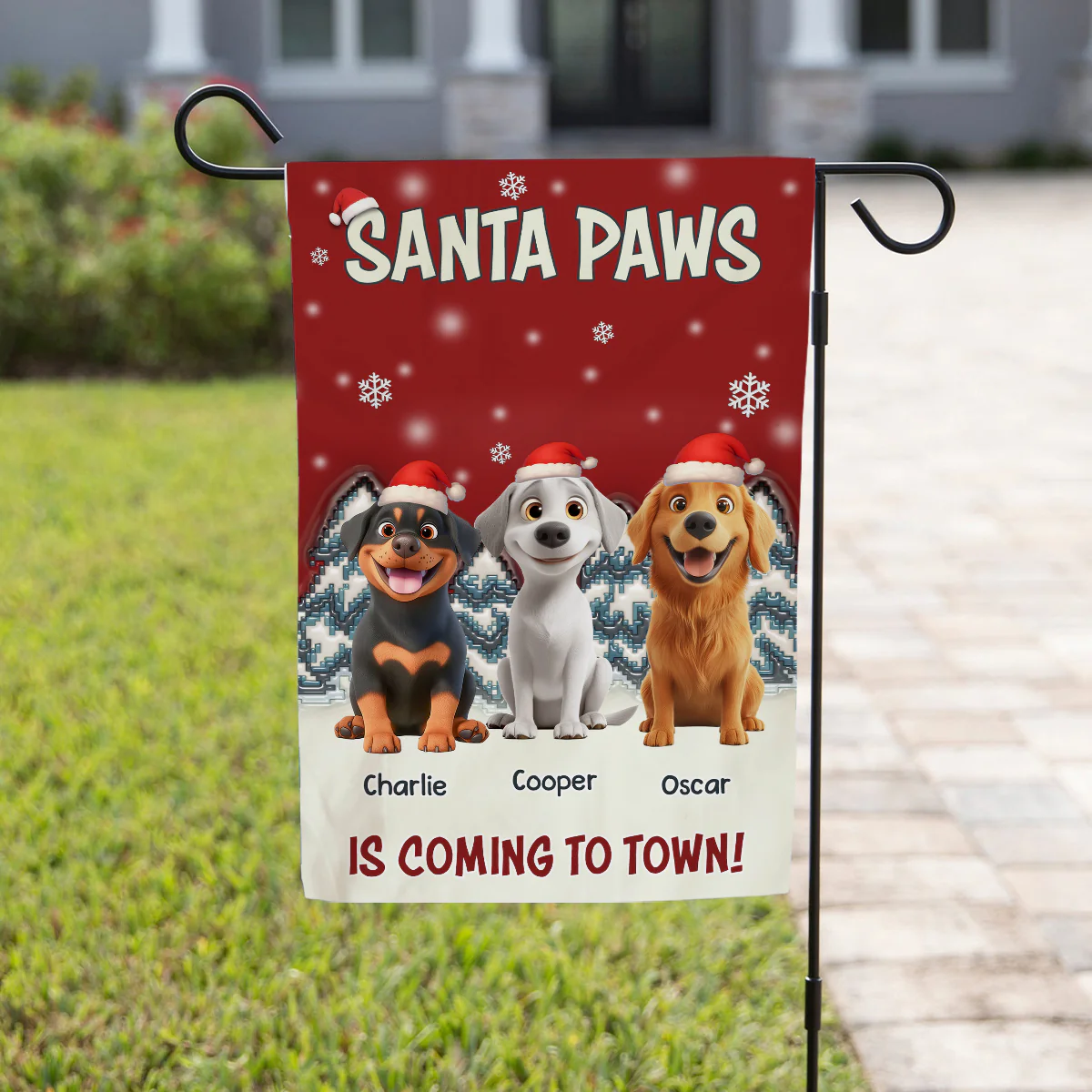 Stop Here With Us Santa - Personalized Custom Flag - Image 4