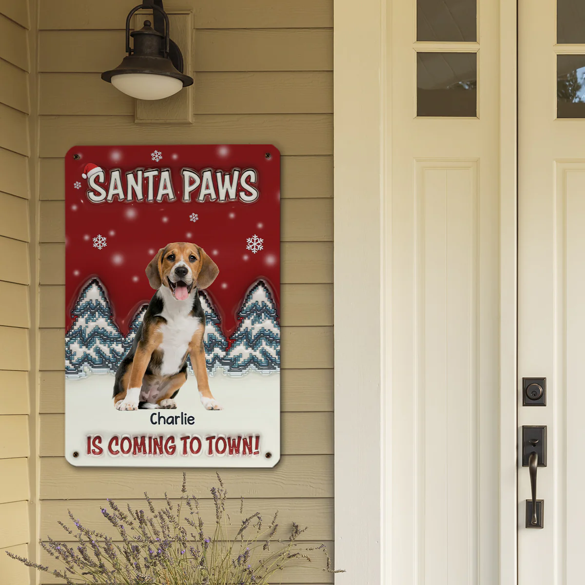 Stop Here With Us Santa Photo - Personalized Custom 3D Inflated Effect Metal Sign - Image 3