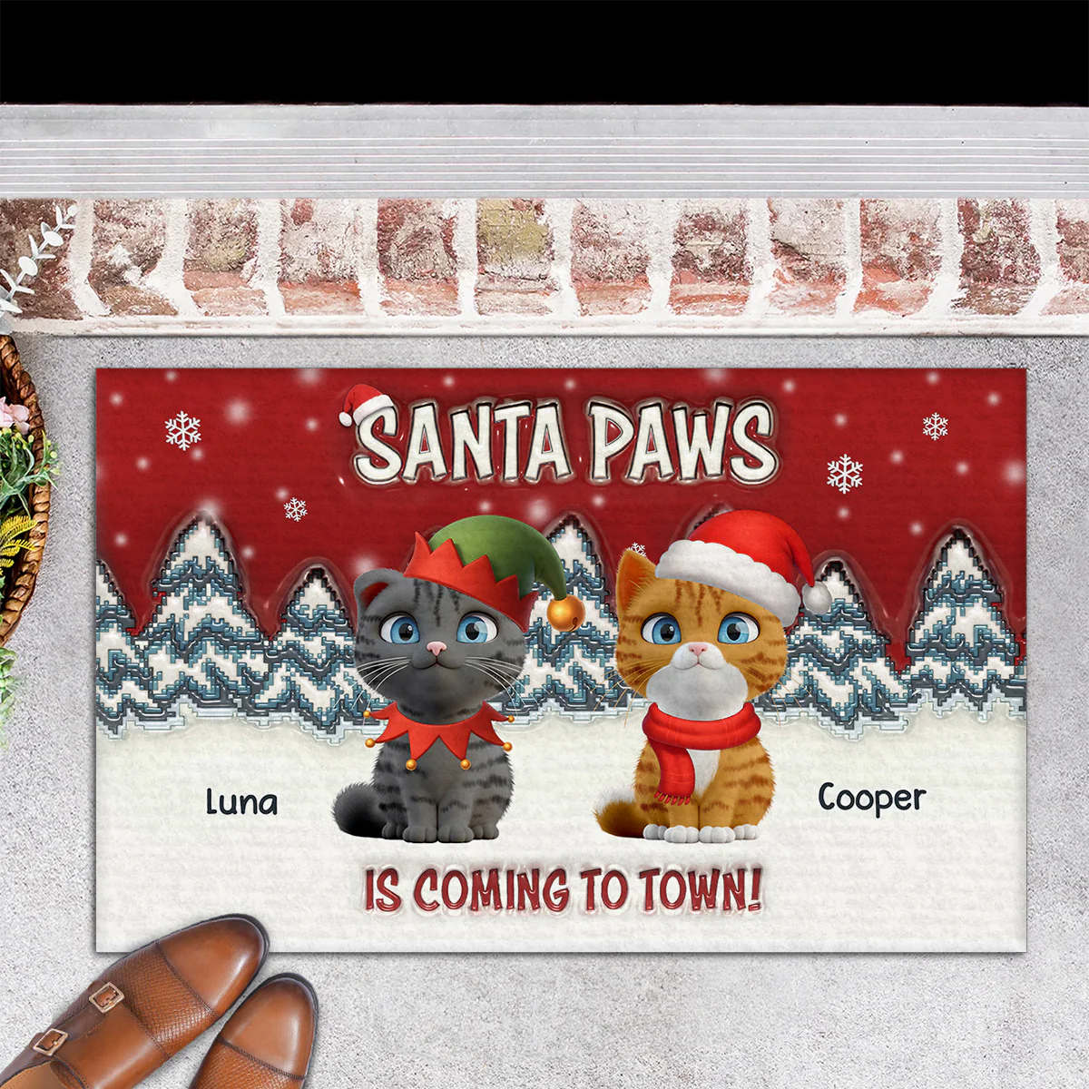 Stop Here With Us Santa Ver Cat - Personalized Custom Doormat - Image 5
