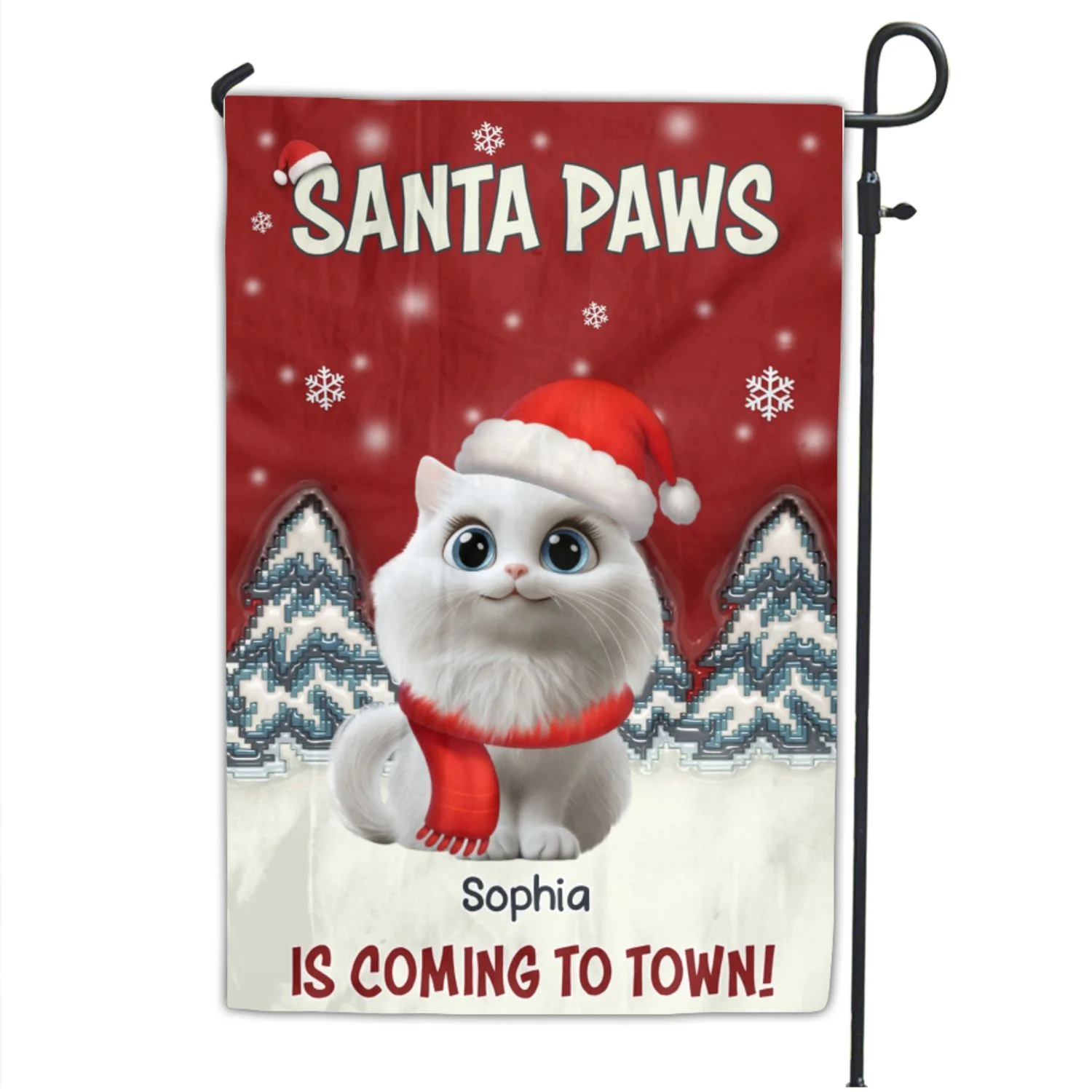 Stop Here With Us Santa Ver Cat - Personalized Custom Flag - Image 7