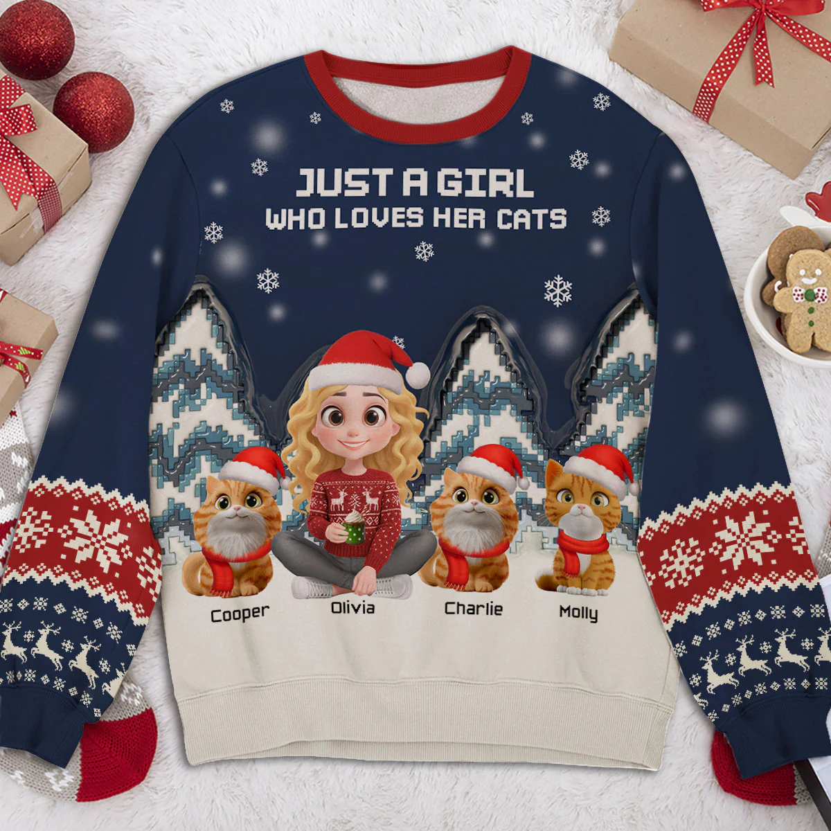 Stop Here With Us Santa Ver Pet - Personalized Custom All-Over-Print Sweatshirt