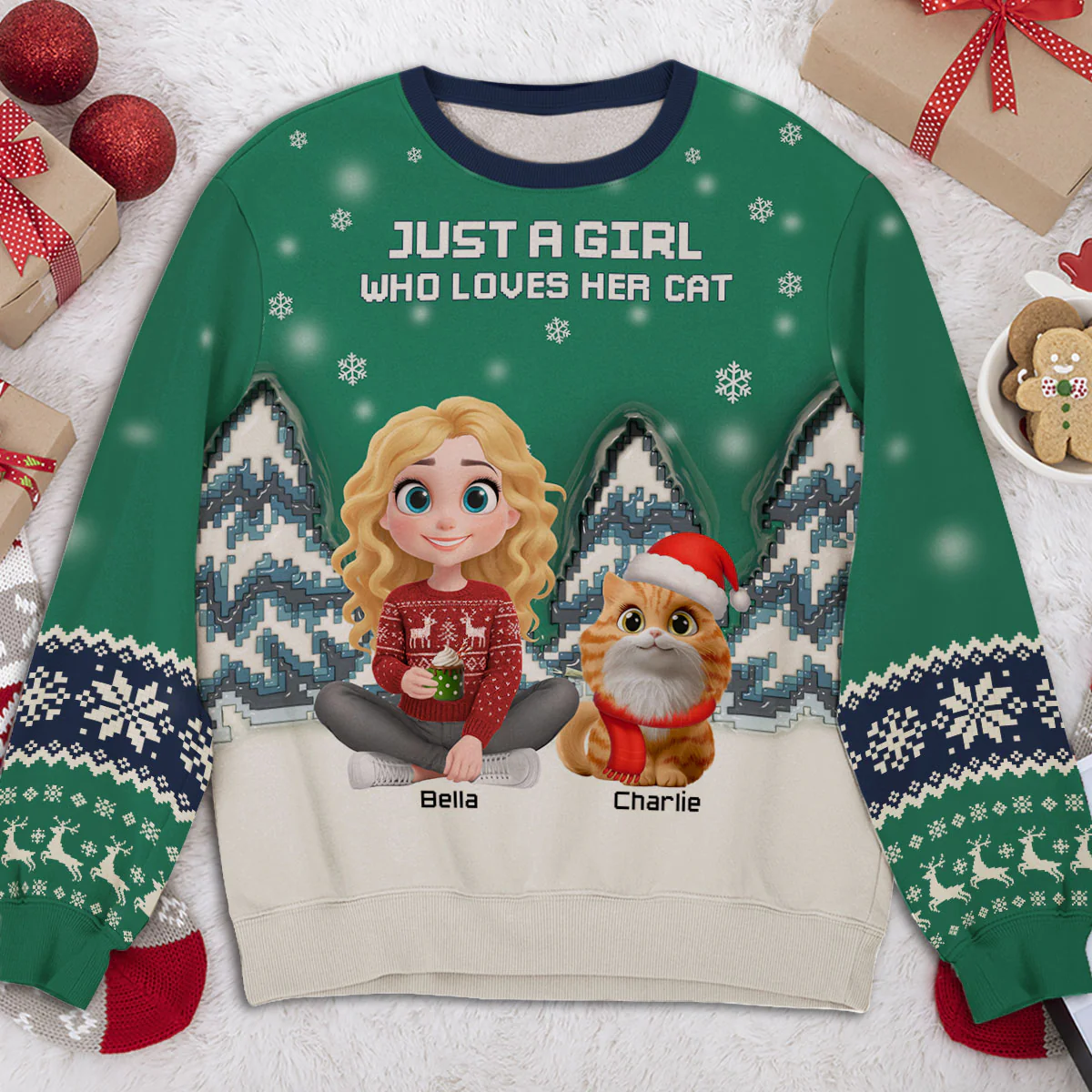 Stop Here With Us Santa Ver Pet - Personalized Custom All-Over-Print Sweatshirt - Image 2