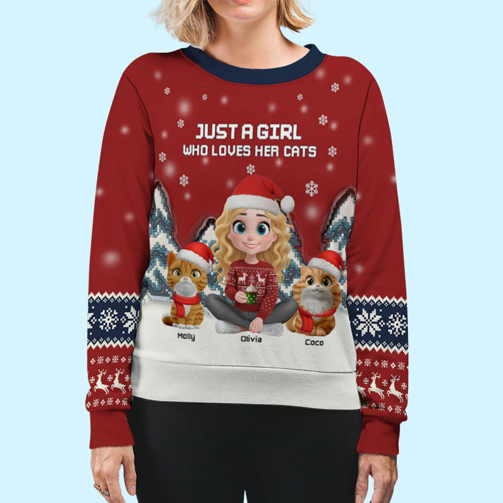 Stop Here With Us Santa Ver Pet - Personalized Custom All-Over-Print Sweatshirt - Image 3