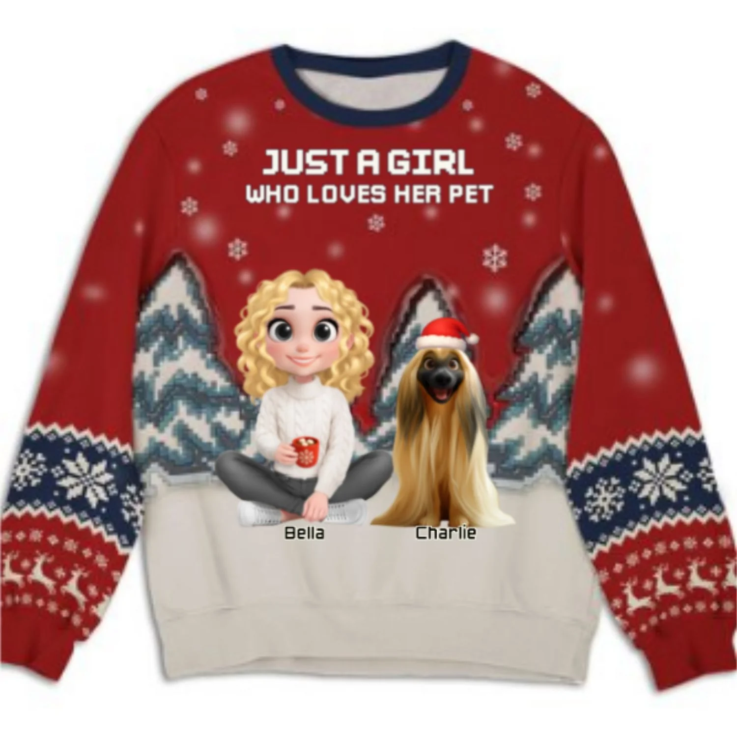 Stop Here With Us Santa Ver Pet - Personalized Custom All-Over-Print Sweatshirt - Image 5