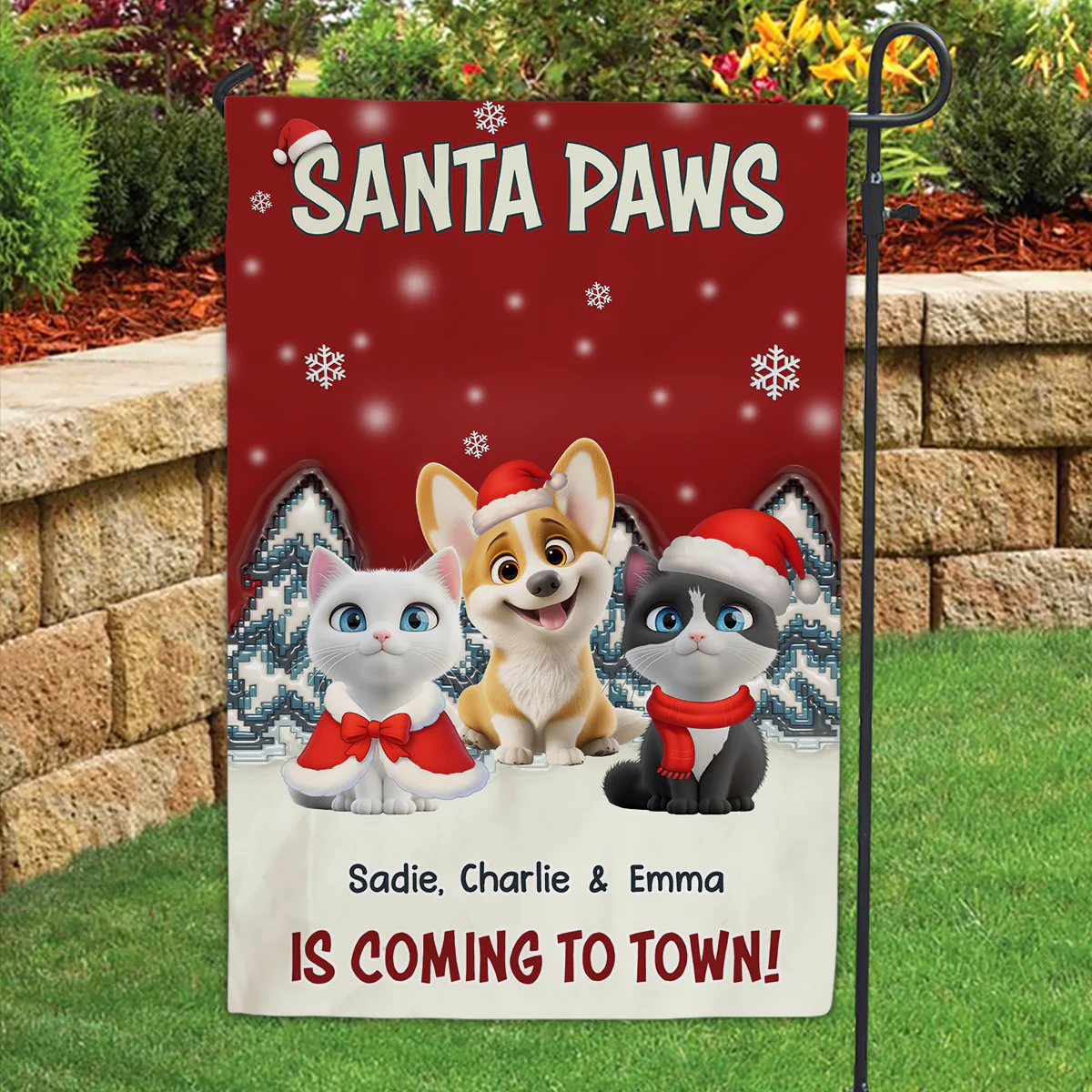 Stop Here With Us Santa Ver Pet - Personalized Custom Flag - Image 2