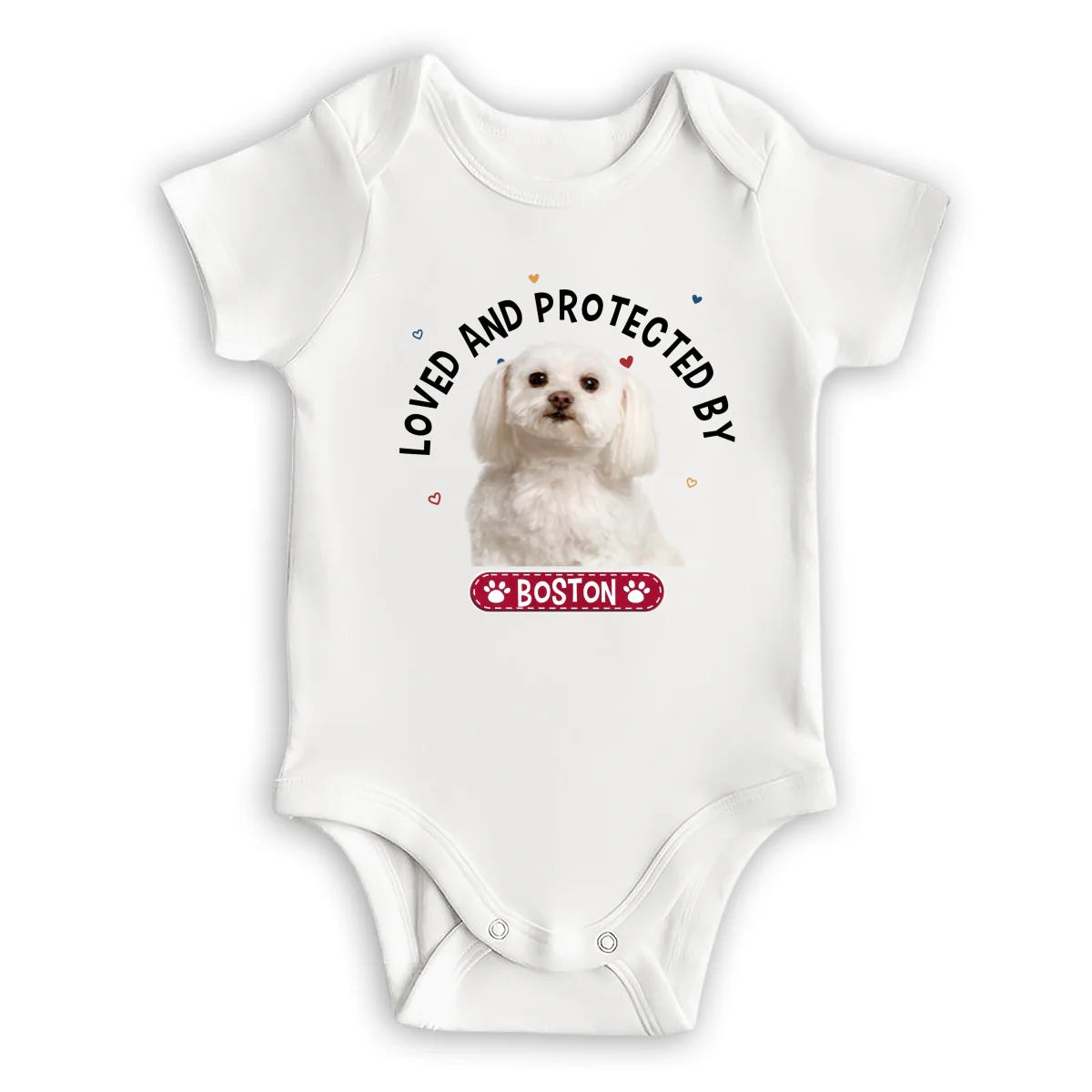 Storybook Dog Loved And Protected By Photo - Personalized Custom Baby Onesie - Image 2