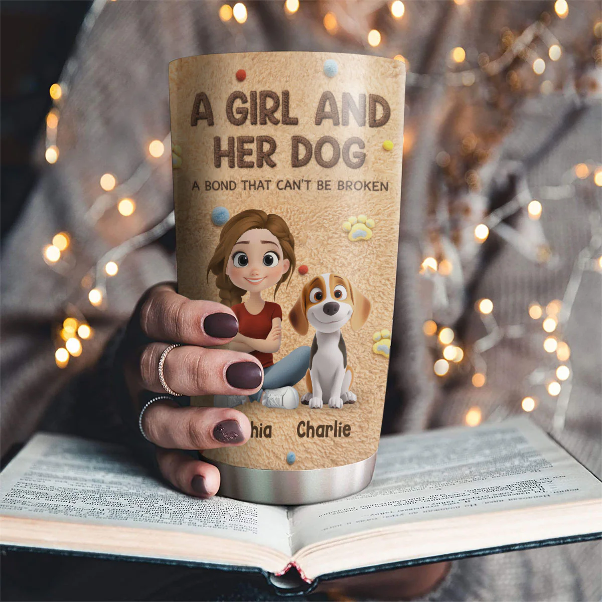 Stuffy Girl And Her Lovely Dogs - Personalized Custom 3D Effect Tumbler - Image 3