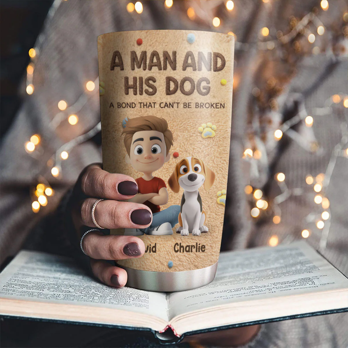 Stuffy Man And His Dogs - Personalized Custom 3D Effect Tumbler - Image 2