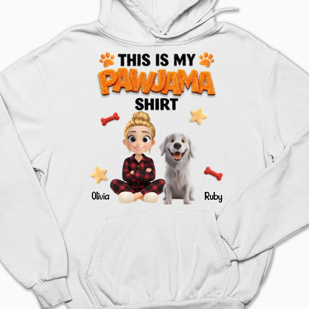 Stuffy Pajama Girl And Dog - Personalized Custom Hoodie - Image 8