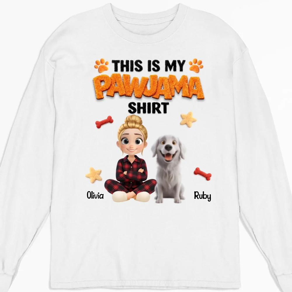 Stuffy Pajama Girl And Dog - Personalized Custom Long Sleeve T-shirt - Image 5