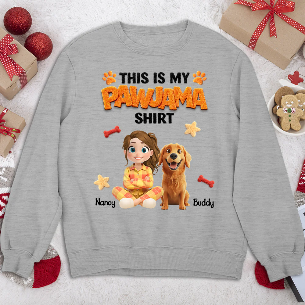 Stuffy Pajama Girl And Dog - Personalized Custom Sweatshirt - Image 2
