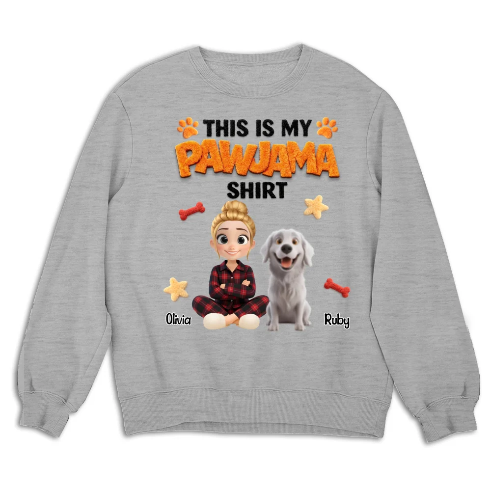Stuffy Pajama Girl And Dog - Personalized Custom Sweatshirt - Image 4