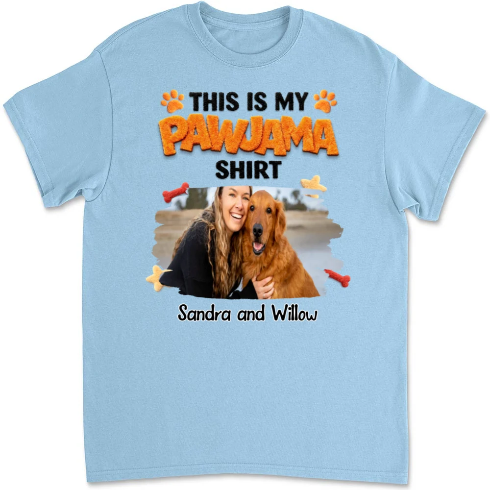 Stuffy Pajama Girl And Dog Photo - Personalized Custom Unisex T-Shirt - Image 8