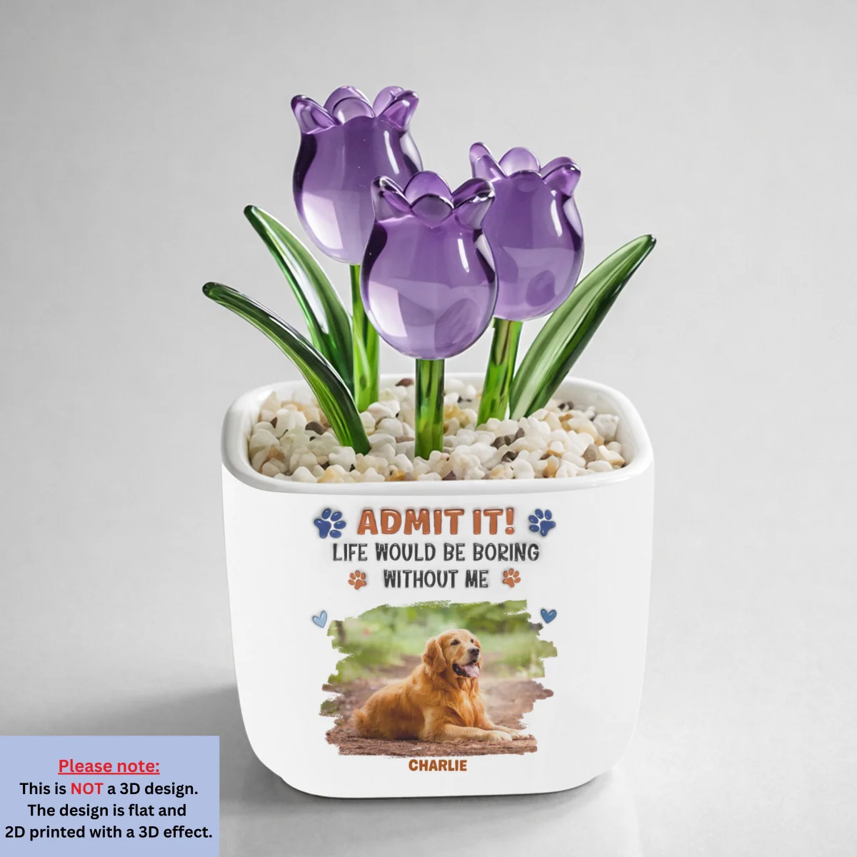 Stylized Admit It Dog Photo - Personalized Custom Glass Everlasting Tulips - Image 5