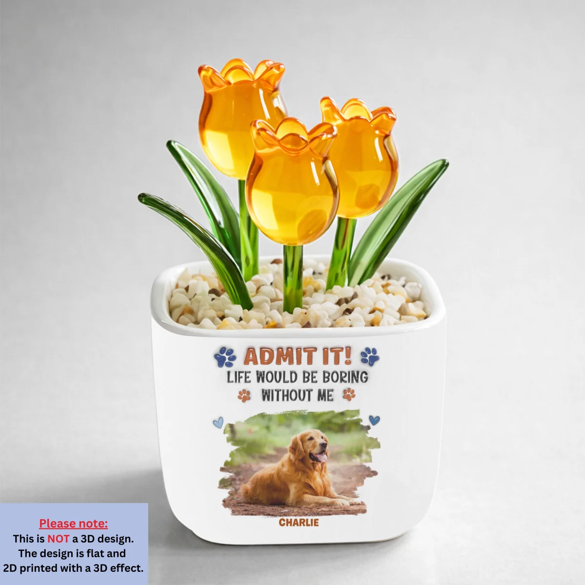 Stylized Admit It Dog Photo - Personalized Custom Glass Everlasting Tulips - Image 6