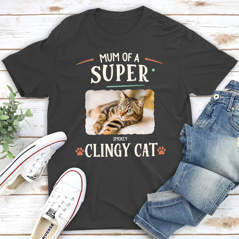 Super Clingy Cat - Personalized Custom Premium T-shirt - Image 5
