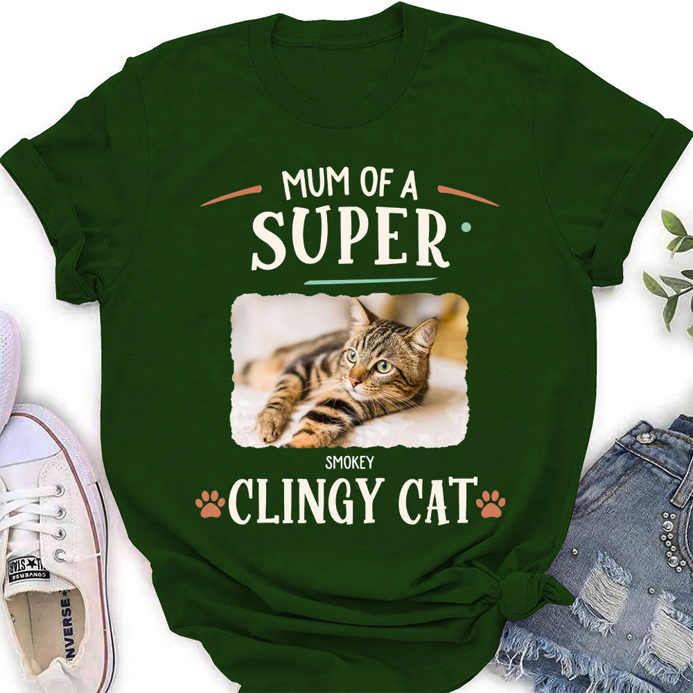 Super Clingy Cat - Personalized Custom Women's T-shirt - Image 5