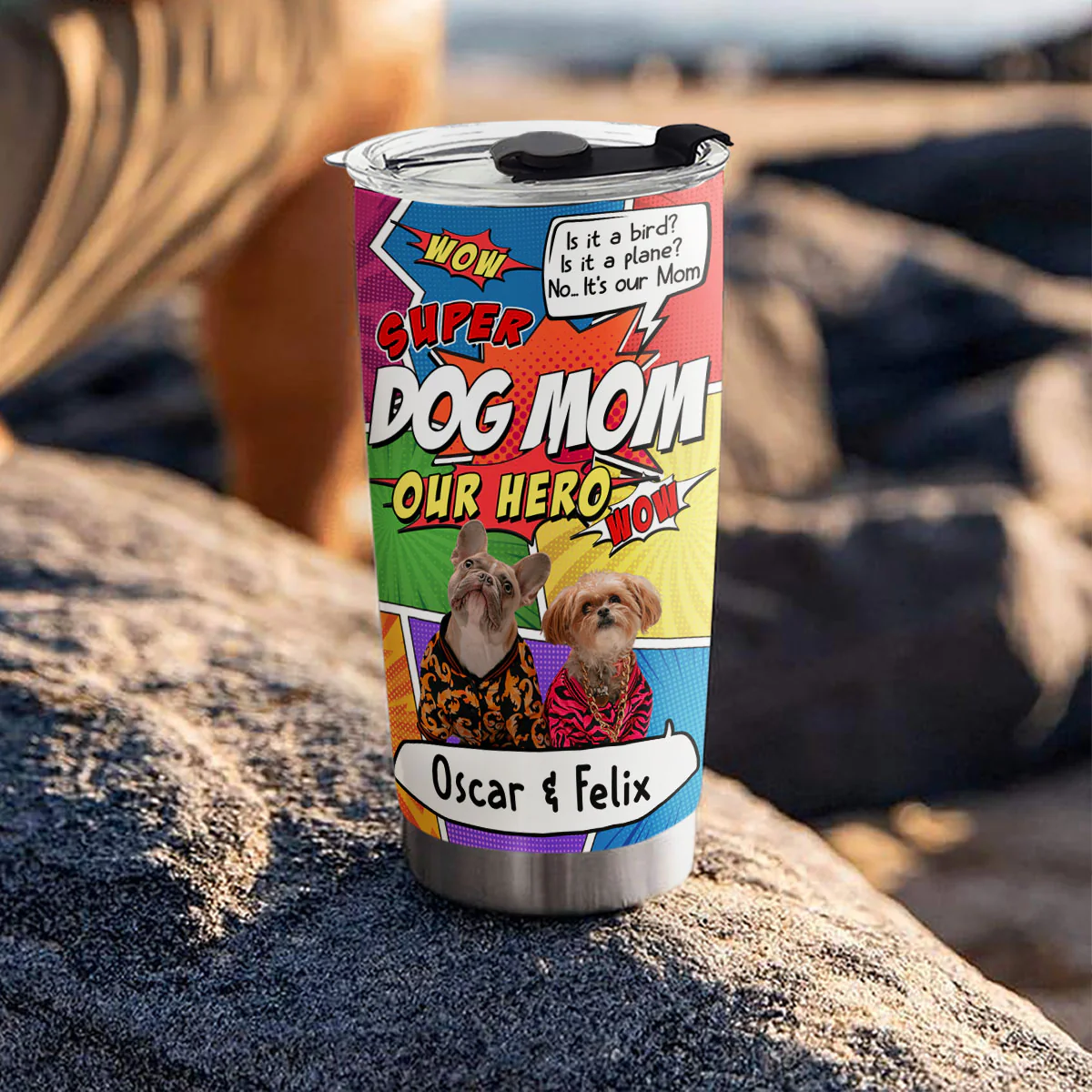 Super Dog Mom Photo - Personalized Custom Tumbler - Image 2