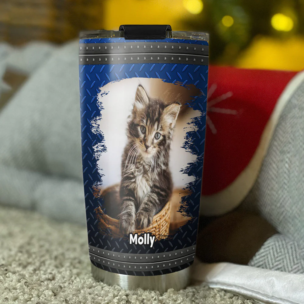Super Sexy Cat Dad Photo - Personalized Custom Tumbler - Image 3