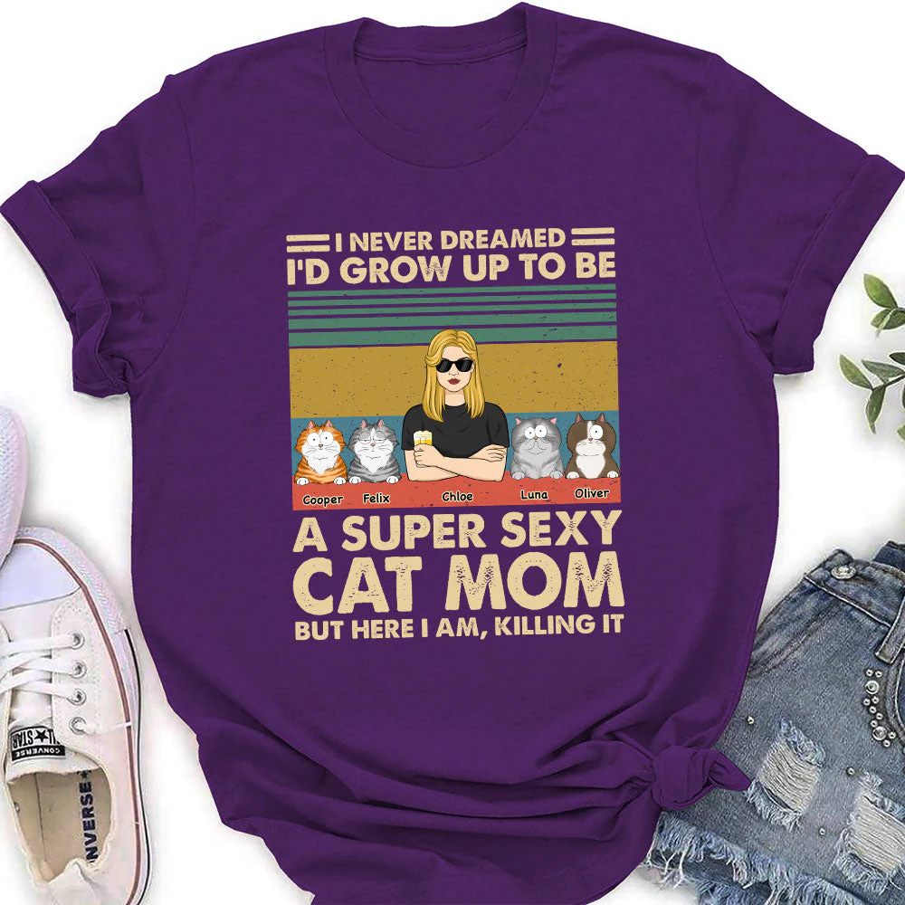 Super Sexy Cat Mom - Personalized Custom Women's T-shirt - Image 3