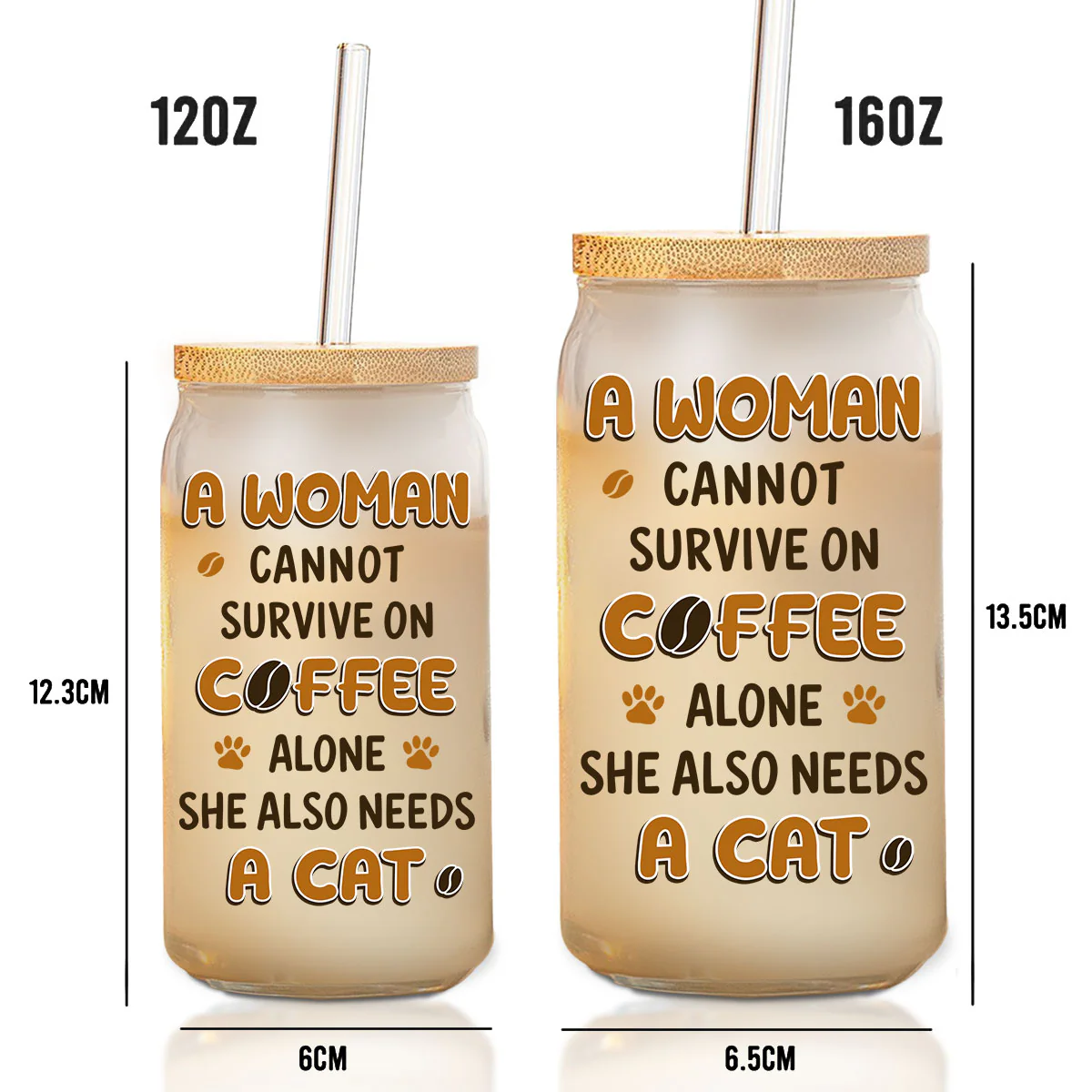 Survive On Cats - Personalized Custom Glass Can - Image 5