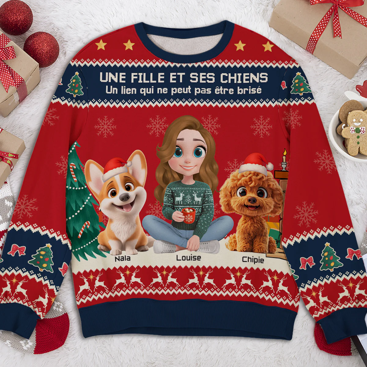 Sweat-shirt Personnalisé à Impression Totale - Une Fille et son Chien - Image 2