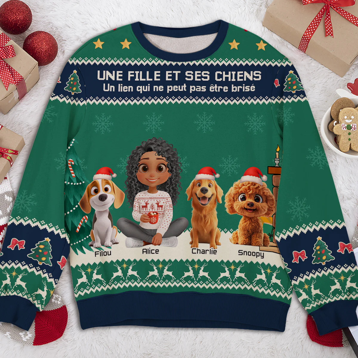 Sweat-shirt Personnalisé à Impression Totale - Une Fille et son Chien - Image 3