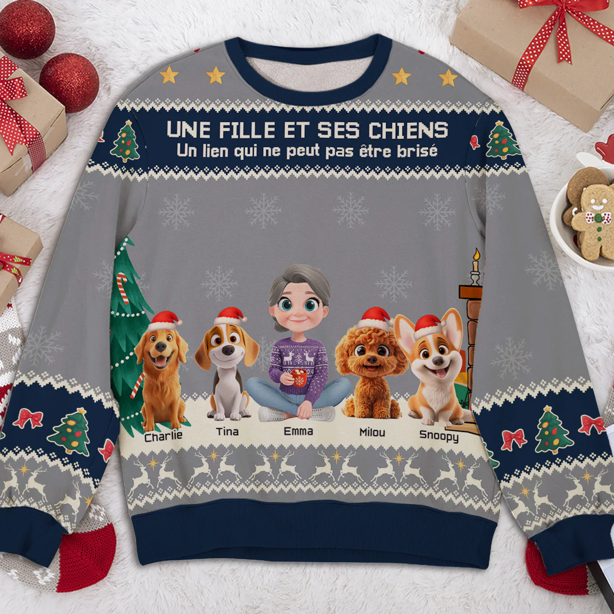 Sweat-shirt Personnalisé à Impression Totale - Une Fille et son Chien - Image 4