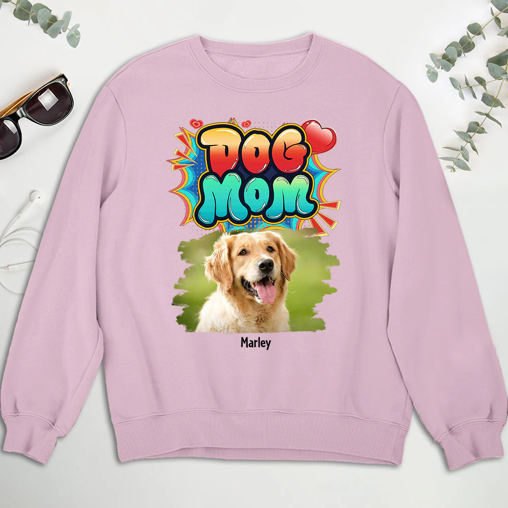 Sweet Dog Mom Photo - Personalized Custom Sweatshirt - Image 3