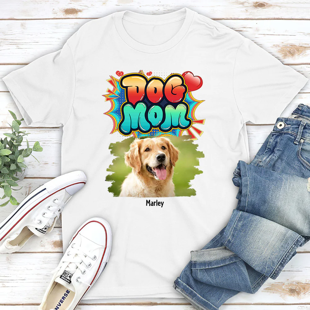 Sweet Dog Mom Photo - Personalized Custom Unisex T-Shirt
